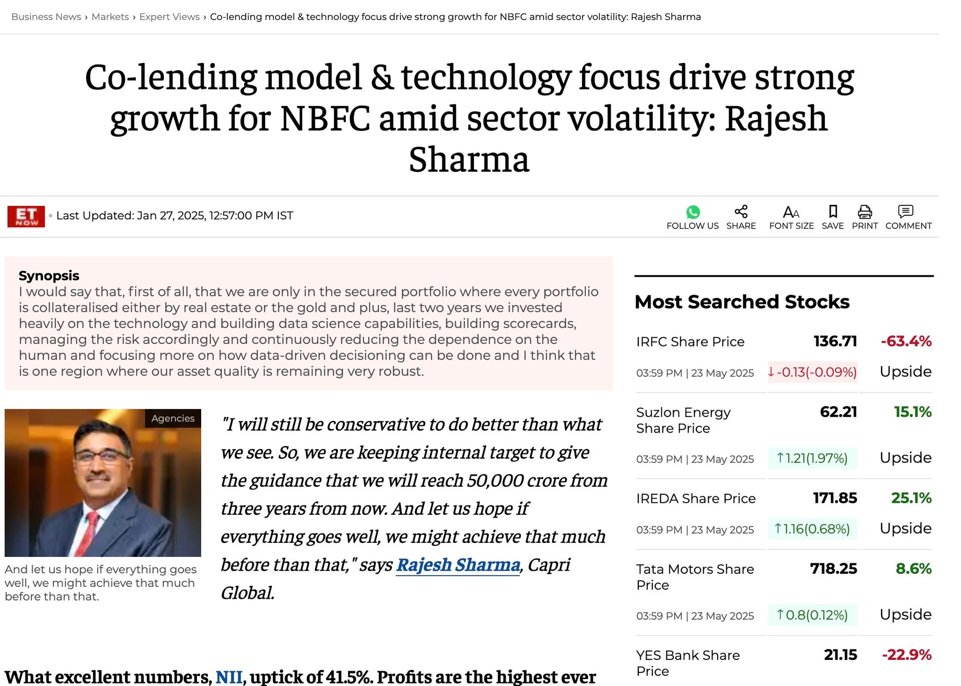 Co-lending model & technology focus drive strong growth for NBFC amid sector volatility: Rajesh Sharma